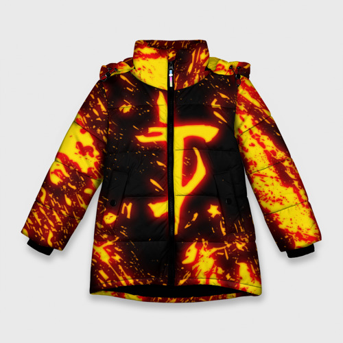 Зимняя куртка для девочек 3D с принтом Doom the crucible Дум, вид спереди #2