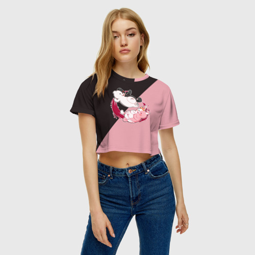 Женская футболка Crop-top 3D Monokuma X Monomi Монокума, цвет 3D печать - фото 4