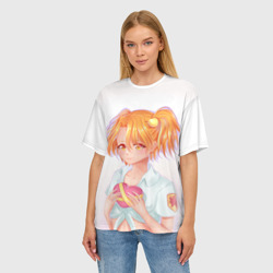 Женская футболка oversize 3D Бесконечное лето - пионерка Алиса с сердцем - фото 2