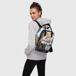 Рюкзак с принтом High School для женщины, вид на модели спереди №3. Цвет основы: белый