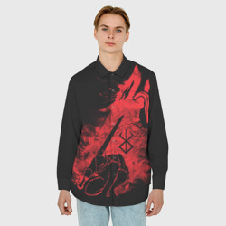 Мужская рубашка oversize 3D Berserk elements red - фото 2