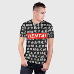 Мужская футболка 3D Slim Паттерн иероглифы Hentai - фото 2