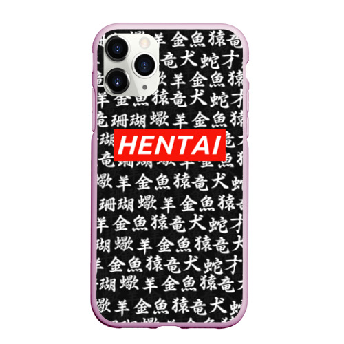 Чехол для iPhone 11 Pro матовый Паттерн иероглифы Hentai