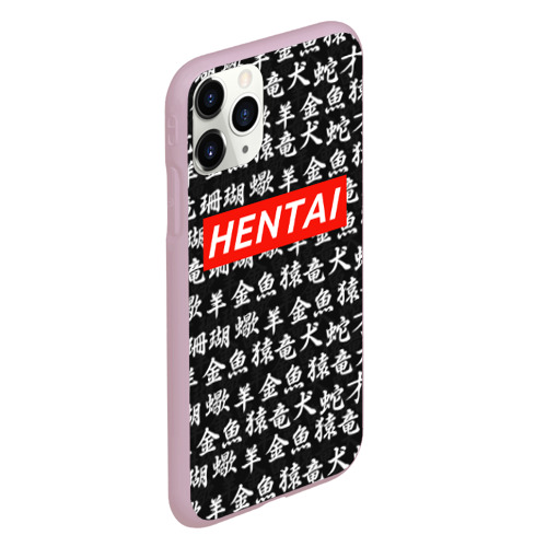 Чехол для iPhone 11 Pro матовый Паттерн иероглифы Hentai, цвет розовый - фото 3