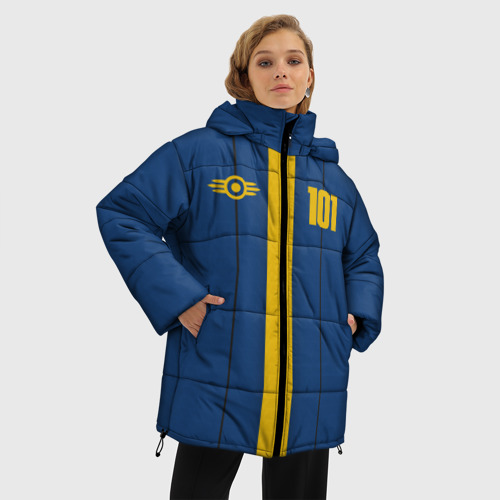 Женская зимняя куртка Oversize Fallout Vault 101 - камуфляж, цвет черный - фото 3