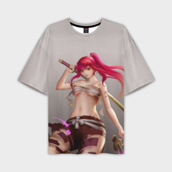 Мужская футболка oversize 3D Fairy Tail Red Erza Scarlet