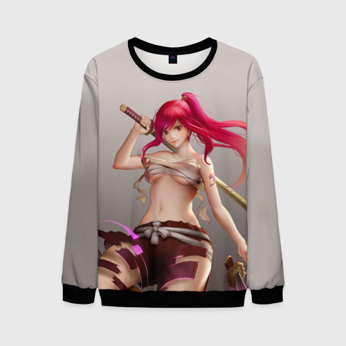 Мужской свитшот 3D Fairy Tail Red Erza Scarlet, цвет черный