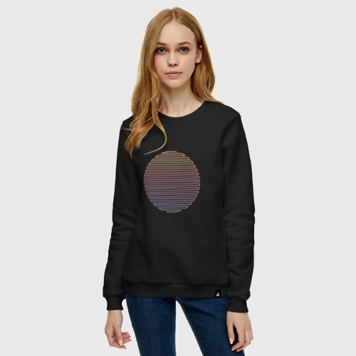 Женский свитшот хлопок Линейное солнце, цвет черный - фото 3