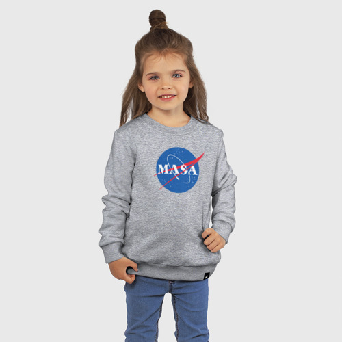 Детский свитшот хлопок Маша NASA, цвет меланж - фото 3