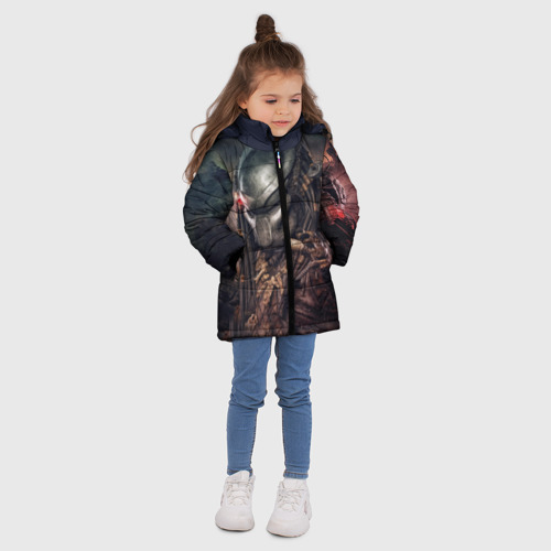 Зимняя куртка для девочек 3D Хищник Predator, цвет светло-серый - фото 5