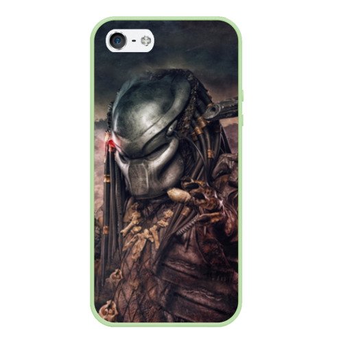 Чехол для iPhone 5/5S матовый Хищник Predator, цвет салатовый