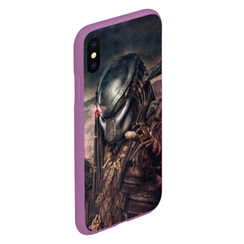 Чехол для iPhone XS Max матовый Хищник Predator, цвет фиолетовый - фото 3