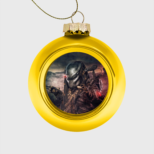 Стеклянный ёлочный шар Хищник Predator, цвет золотой