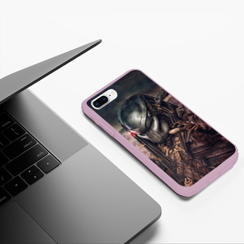 Чехол для iPhone 7Plus/8 Plus матовый Хищник Predator, цвет розовый - фото 5