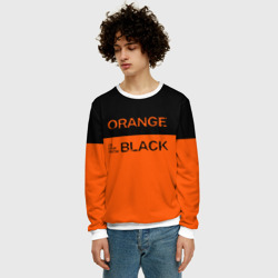 Свитшот с принтом Orange Is the New Black для мужчины, вид на модели спереди №2. Цвет основы: белый