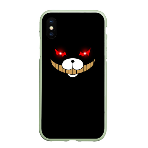 Чехол для iPhone XS Max матовый Kurokuma на черном, цвет салатовый