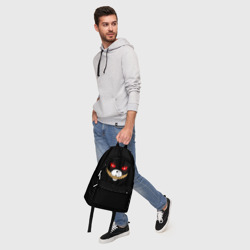 Рюкзак с принтом Kurokuma на черном для любого человека, вид спереди №5. Цвет основы: белый