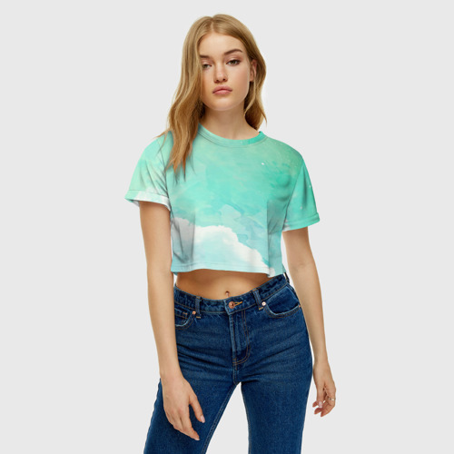 Женская футболка Crop-top 3D Облако, цвет 3D печать - фото 3