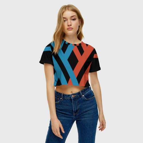 Женская футболка Crop-top 3D Two XX on black, цвет 3D печать - фото 3