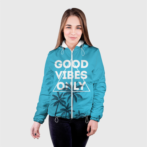 Женская куртка 3D Good vibes only, цвет белый - фото 3