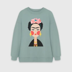 Женский свитшот oversize без начеса хлопок Фрида Кало