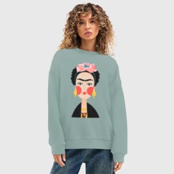 Женский свитшот oversize без начеса хлопок Фрида Кало - фото 2