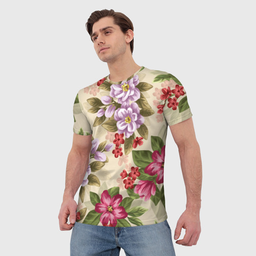 Мужская футболка 3D Цветы, цвет 3D печать - фото 3