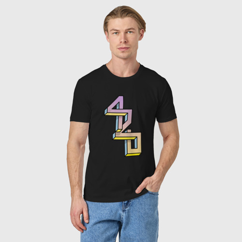 Мужская футболка хлопок 420, цвет черный - фото 3