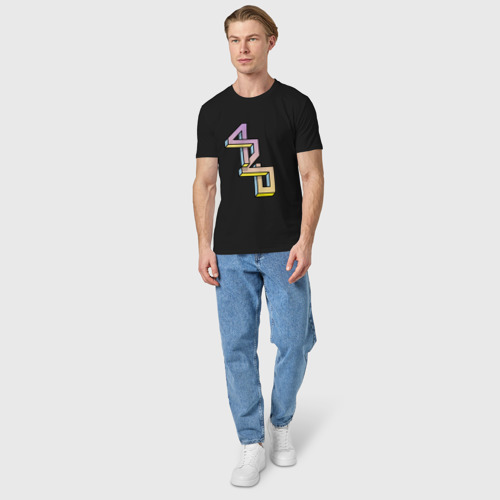 Мужская футболка хлопок 420, цвет черный - фото 5
