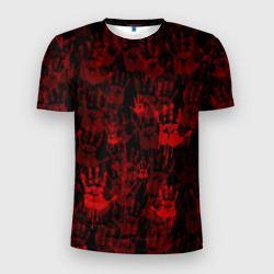 Мужская футболка 3D Slim Кровавые руки кровь blood hands