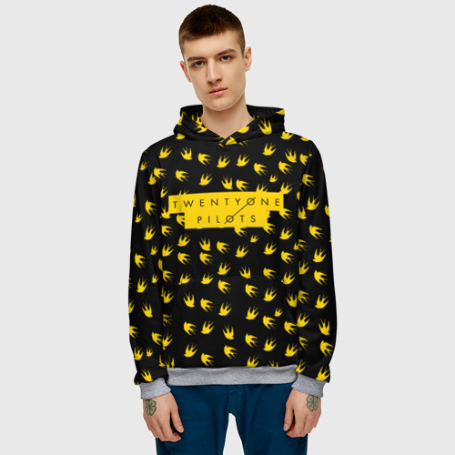 Мужская толстовка 3D Twenty One pilots TOP, цвет меланж - фото 3