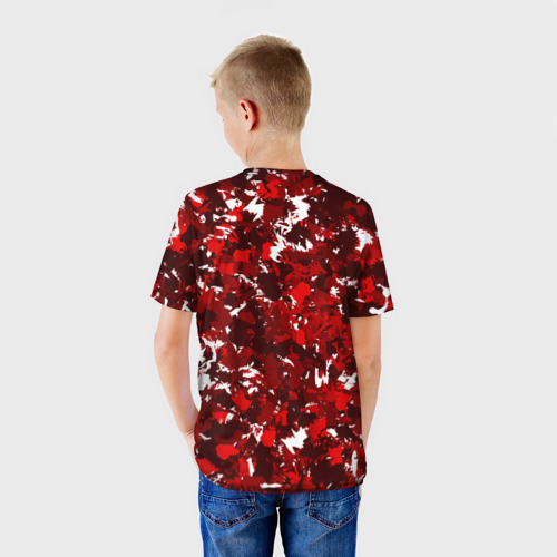 Детская футболка 3D Краснобелый камуфляж с кабаном, цвет 3D печать - фото 4