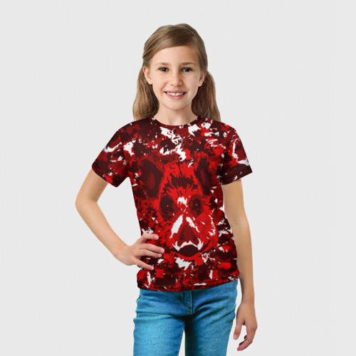 Детская футболка 3D Краснобелый камуфляж с кабаном, цвет 3D печать - фото 5