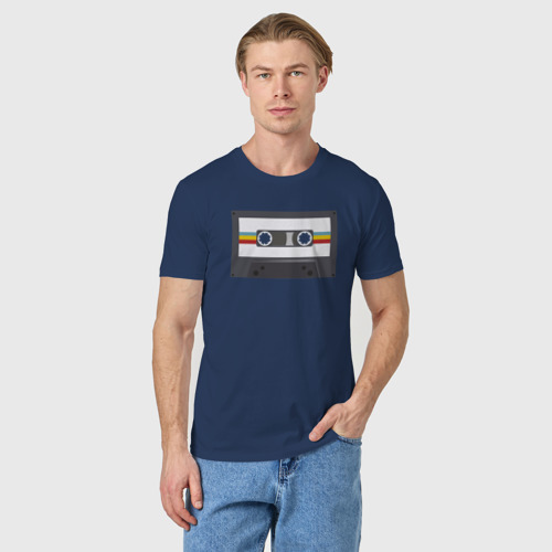 Мужская футболка хлопок Компакт-кассета, цвет темно-синий - фото 3