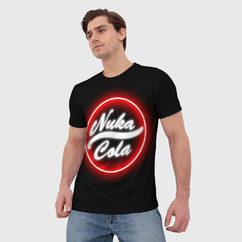 Мужская футболка 3D с принтом NUKA COLA, фото на моделе #1