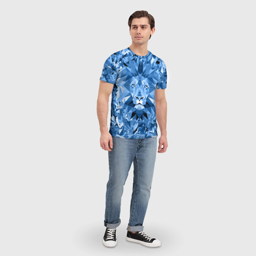 Мужская футболка 3D Сине-бело-голубой лев, цвет 3D печать - фото 5