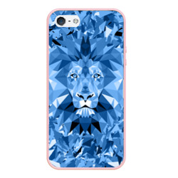 Чехол для iPhone 5/5S матовый Сине-бело-голубой лев