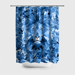 Штора 3D для ванной Сине-бело-голубой лев