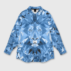 Женская рубашка oversize 3D Сине-бело-голубой лев