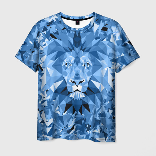 Мужская футболка 3D Сине-бело-голубой лев, цвет 3D печать