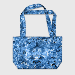 Пляжная сумка 3D Сине-бело-голубой лев