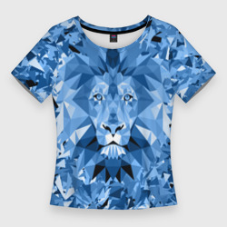 Женская футболка 3D Slim Сине-бело-голубой лев