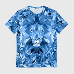 Мужская футболка 3D Сине-бело-голубой лев