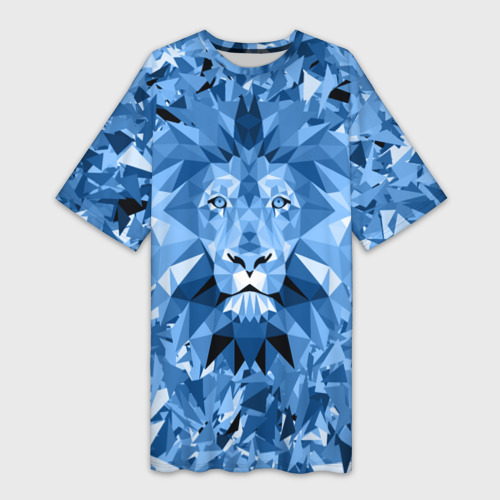Платье-футболка 3D Сине-бело-голубой лев, цвет 3D печать