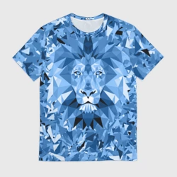 Мужская футболка 3D Сине-бело-голубой лев