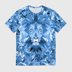 Мужская футболка 3D Сине-бело-голубой лев