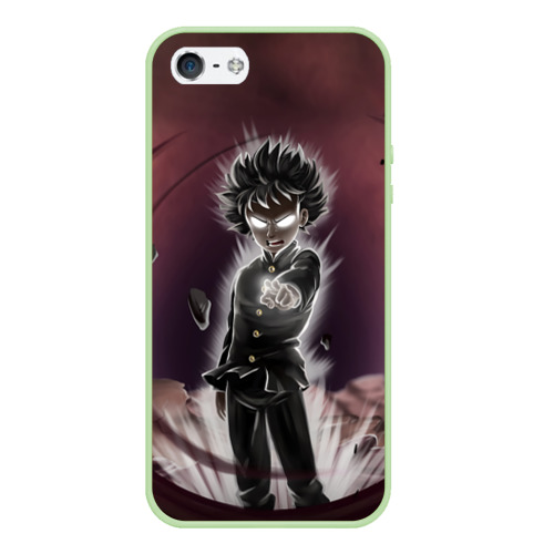 Чехол для iPhone 5/5S матовый Mob Psycho 100, цвет салатовый