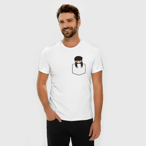 Мужская футболка хлопок Slim Моб в кармане, цвет белый - фото 3