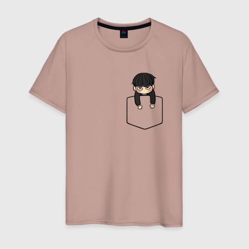 Мужская футболка хлопок Моб в кармане, цвет пыльно-розовый