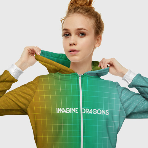 Женская толстовка 3D на молнии IMAGINE DRAGONS, цвет белый - фото 5